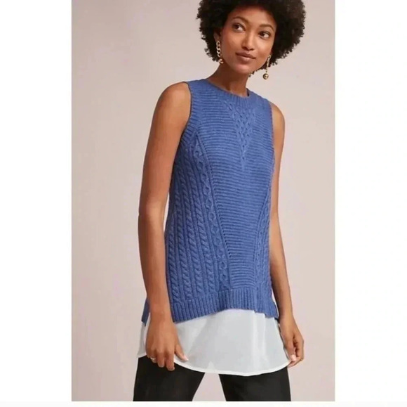 Anthropologie Moth Chiffon-Trimmed Sweater Sleeveless Tank Top(XS)NWT - Picture 1 of 10